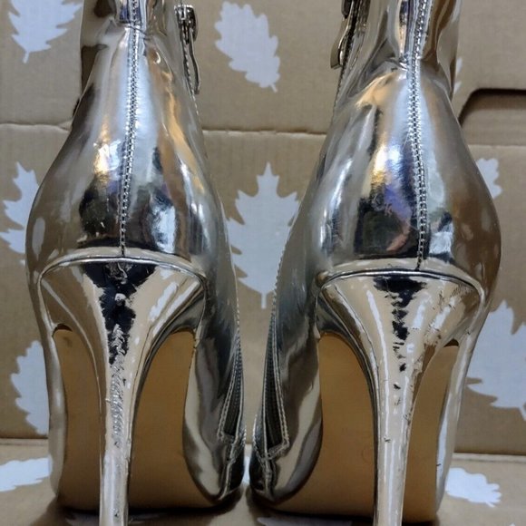 Metallic Stiletto Silver Sock Boots ASOS Truffle Coll. Ankle Heel Boot Sz 6 US - Picture 7 of 12